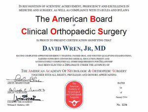 The American Board of Clinical Orthopedic Surgery Certification